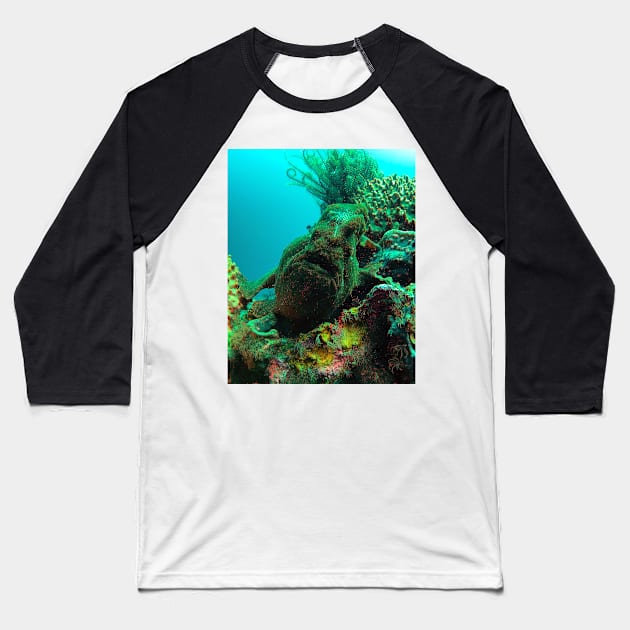 Giant Green Frogfish Baseball T-Shirt by likbatonboot